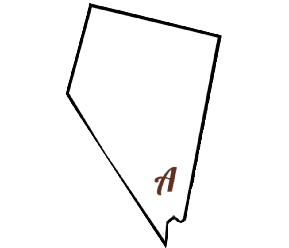 Outline of the state of Nevada with the Academy Stone, Tile, and Flooring 'A' logo inside, representing local service to the Las Vegas area.